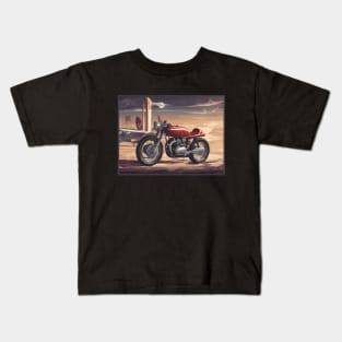 Vintage Cafe racer 50s vibe motorcycle Kids T-Shirt